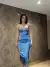Melisa Aksesuar Askı Dekolte Yırtmaçlı Elbise 7845 A16x İndigo