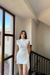 Aaron Bel Detay Mini Elbise 6089 Beyaz