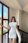 Aaron Bel Detay Mini Elbise 6089 Beyaz