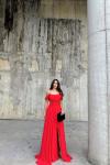 Alice Madonna Yaka İp Askılı Yırtmaçli Abiye 9553 Kırmızı