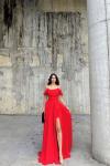 Alice Madonna Yaka İp Askılı Yırtmaçli Abiye 9553 Kırmızı