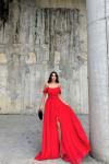Alice Madonna Yaka İp Askılı Yırtmaçli Abiye 9553 Kırmızı