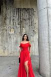 Alice Madonna Yaka İp Askılı Yırtmaçli Abiye 9553 Kırmızı