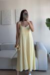 Anna İp Askılı Bubble Elbise 13828 Sarı