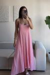 Anna İp Askılı Bubble Elbise 13828 Pudra