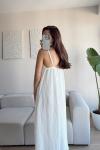 Anna İp Askılı Bubble Elbise 13828 Beyaz