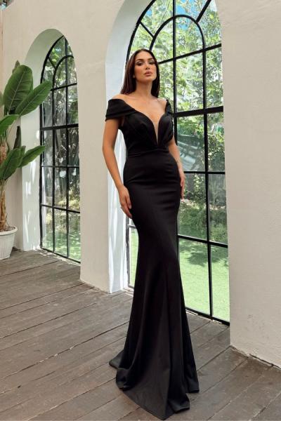 Arella Kayık Yaka Abiye 4654 Siyah