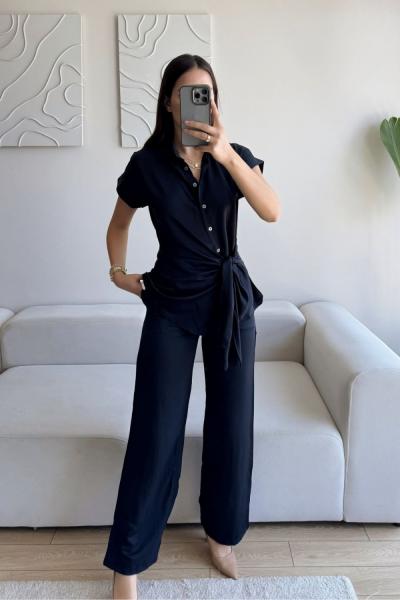 Arjana İkili Gömlek Yaka Takım 13486 Siyah