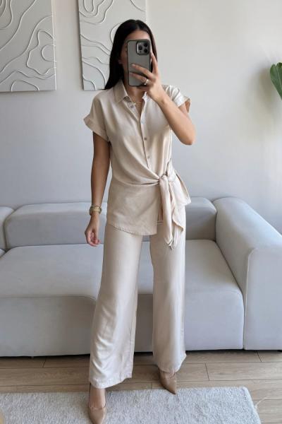 Arjana İkili Gömlek Yaka Takım 13486 Taş Rengi