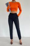 Arka Lastikli Yün Efekt Pantolon 22413 MM Siyah