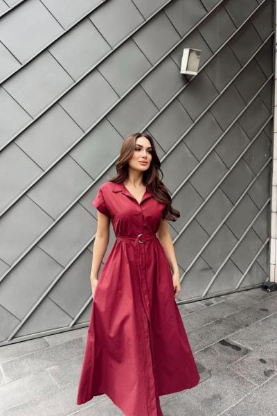 Artemis Kemerli Midi Boy Elbise 2365 Bordo