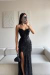 Asya Yırtmaçlı Payet Abiye 583293 Siyah