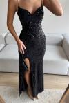 Asya Yırtmaçlı Payet Abiye 583293 Siyah