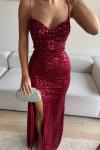 Asya Yırtmaçlı Payet Abiye 583293 Bordo