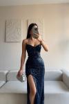 Asya Yırtmaçlı Payet Abiye 583293 Lacivert