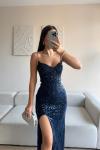Asya Yırtmaçlı Payet Abiye 583293 Lacivert