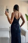 Asya Yırtmaçlı Payet Abiye 583293 Lacivert