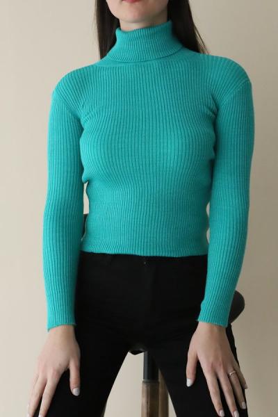 Balıkçı Yaka Triko kazak TPX Turkuaz