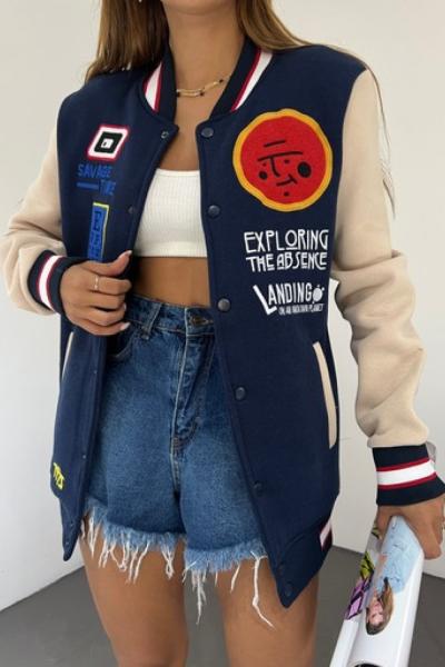 Baskılı Ceket 3761 Lacivert