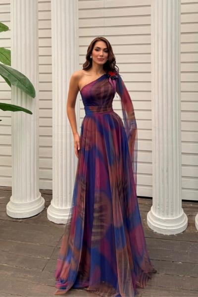 Belen Tek Kol Fırfırlı Abiye 1552 Karışık