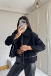 Bellina Peluş Kaplama Kaban 6529 Siyah