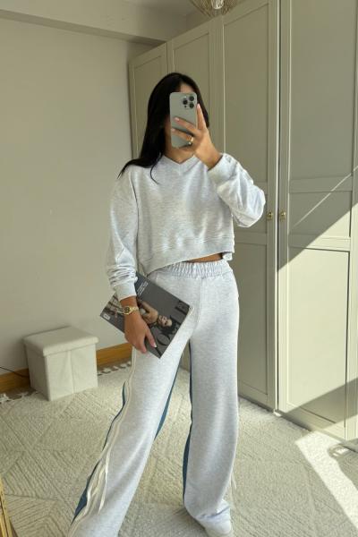 Brooklyn Jean Detay Bağcıklı Takım 2627 Gri