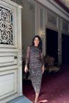 Büzgülü Maxi Tül Elbise 3079 Leopar