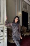 Büzgülü Maxi Tül Elbise 3079 Leopar