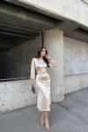 Calia Kemer Detay Saten Elbise 95416 Taş Rengi