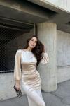 Calia Kemer Detay Saten Elbise 95416 Taş Rengi
