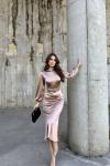 Calia Kemer Detay Saten Elbise 95416 Vizon