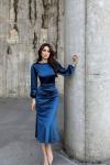 Calia Kemer Detay Saten Elbise 95416 İndigo