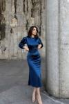 Calia Kemer Detay Saten Elbise 95416 İndigo