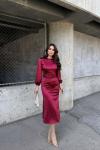 Calia Kemer Detay Saten Elbise 95416 Bordo