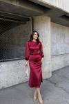Calia Kemer Detay Saten Elbise 95416 Bordo
