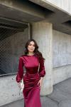 Calia Kemer Detay Saten Elbise 95416 Bordo