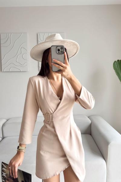 Candy Kemerli Elbise  Taş Rengi