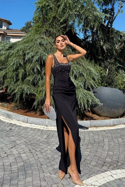 Clark Kare Yaka İşleme Detay Abiye 9367 Siyah