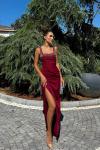 Clark Kare Yaka İşleme Detay Abiye 9367 Bordo