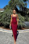 Clark Kare Yaka İşleme Detay Abiye 9367 Bordo
