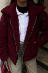 Dean Kürklü Biker Ceket  20037 Bordo