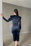 Defy Tasarım Kadife Elbise 582022 Antrasit