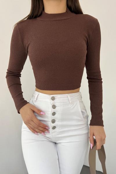 Dik Yaka Kaşkorse Crop 1206 Acı Kahve