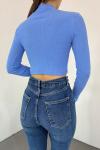 Dik Yaka Kaşkorse Crop 1206 Bebe Mavisi