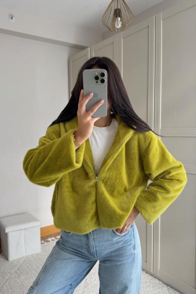 Drake Kapüşonlu Peluş Ceket 1243 Yağ Yeşili