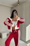 Dulce Şeritli İspanyol Paça İkili Takım 2631 Kırmızı