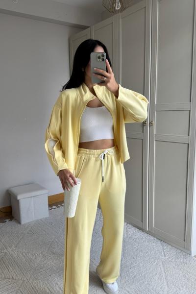 Elvis Likralı Paça Şeritli Takım 2613 Sarı