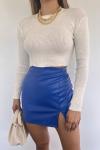 Fitilli Crop Triko Kazak 56962 MM Beyaz