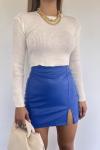 Fitilli Crop Triko Kazak 56962 MM Beyaz