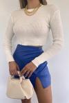 Fitilli Crop Triko Kazak 56962 MM Beyaz